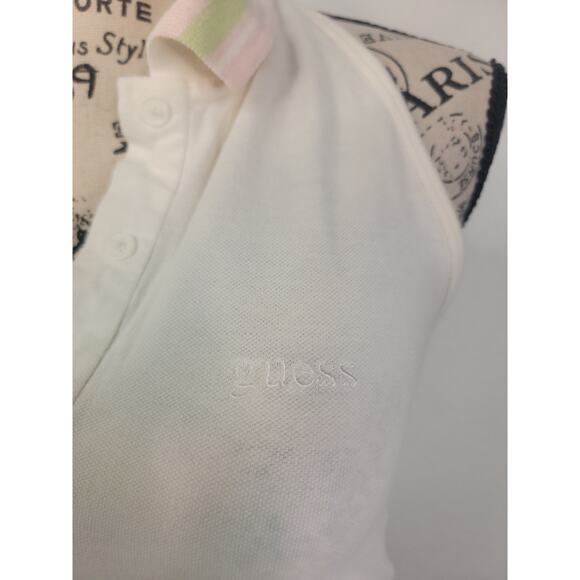 Guess Babydoll Halter Top Sz Large 90'S Inspo Collar Button Up Backless Y2K - Picture 5 of 12